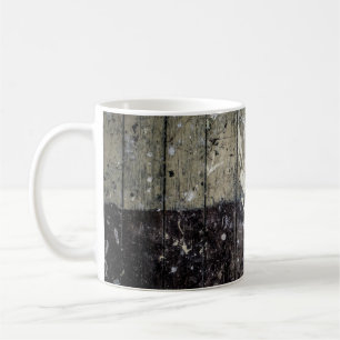 Taza De Café Impresión blanca sobre madera marrón