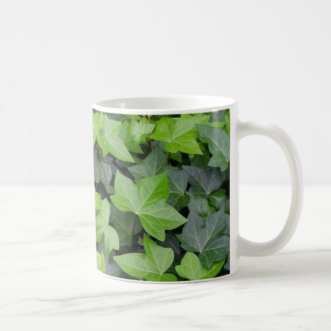 Taza De Café Impresión botánica de marfil verde (Derecha)