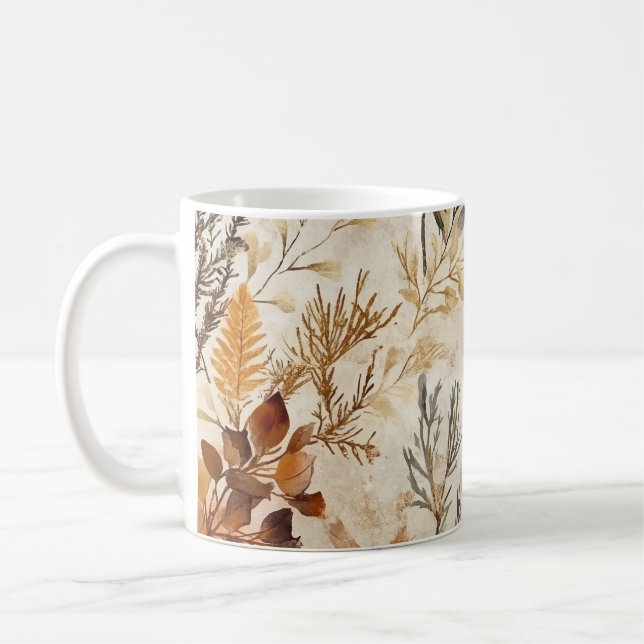 Taza De Café Impresión botánica estética acogedora de otoño (Izquierda)