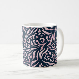 Taza De Café Impresión de animal, leopardo, tigre, azul, rosa, 