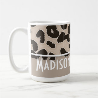Taza De Café Impresión de animales de leopardo de color almendr