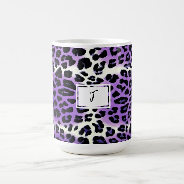 Taza De Café Impresión de animales de leopardo púrpura elegante (Centro)