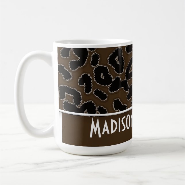 Taza De Café Impresión de animales leopardo marrón oscuro;Perso (Izquierda)
