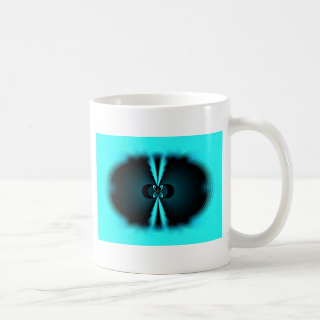 Taza De Café Impresión de arte abstracto de cian y negro (Derecha)