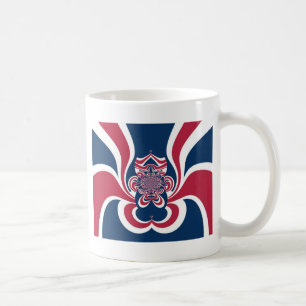 Taza De Café Impresión de arte caleidoscopio azul rojo