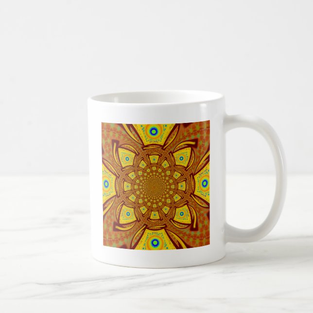 Taza De Café Impresión de arte en Kaleidoscope dorado (Derecha)