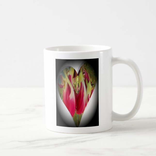 Taza De Café Impresión de arte floral cardíaco (Derecha)