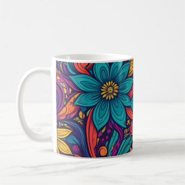 Taza De Café Impresión de arte pop floral (Izquierda)
