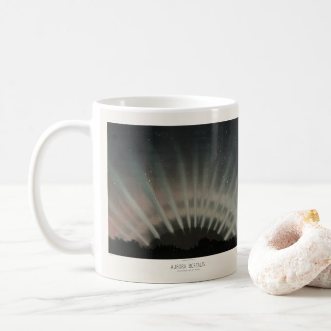 Taza De Café Impresión de Aurora Borealis, Trouvelot, 1881, res (Con donut)