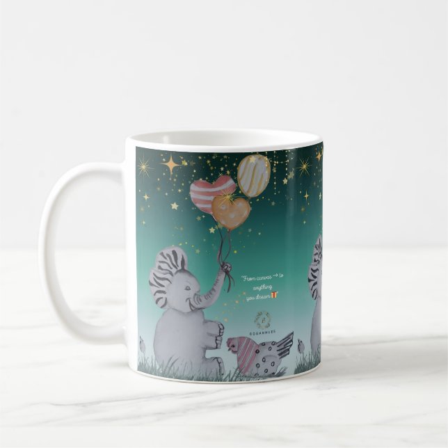 Taza De Café Impresión de boganhus "Eleze Elephant & Polka Hen" (Izquierda)