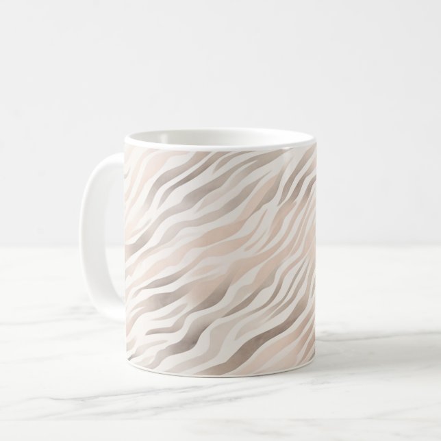 Taza De Café Impresión de cebra de crema rosa (Anverso izquierdo)