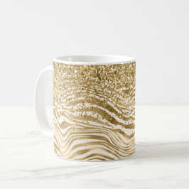 Taza De Café Impresión de cebra Purpurina Glitzy Gold Cream    