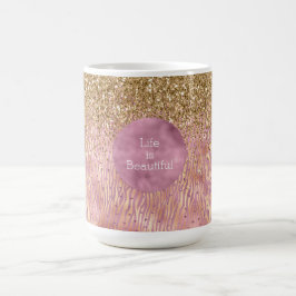 Taza De Café Impresión de cebra rosa Glitzy Gold Purpurina Spar