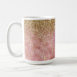 Taza De Café Impresión de cebra rosa Glitzy Gold Purpurina Spar