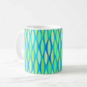 Taza De Café Impresión de cinta de medio siglo - turquesa y lim