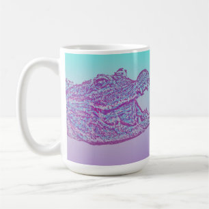 Taza De Café Impresión de cocodrilos azul y púrpura