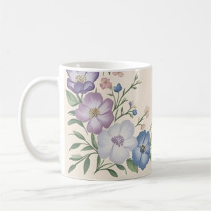Taza De Café Impresión de color púrpura, blanco y azul en la pa