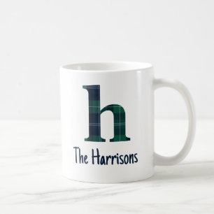 Taza De Café Impresión de Cuadro Escocés Letra Minúscula h Inic