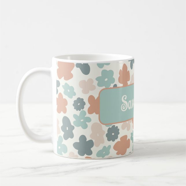 Taza De Café Impresión de flores de Boho retro pastel (Izquierda)