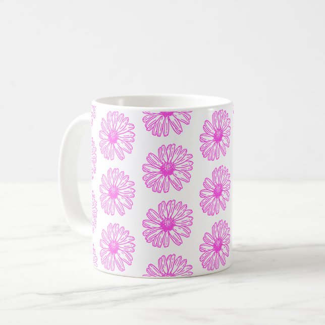 Taza De Café Impresión de flores de margarita ultrarosada, flor (Anverso izquierdo)