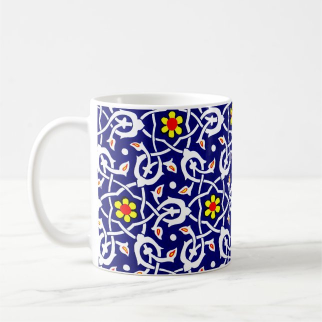 Taza De Café impresión de flores y nudos (Izquierda)