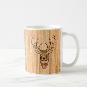 Taza De Café Impresión de grano de madera de la cabeza de cierv