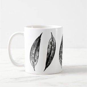 Taza De Café Impresión de hoja de lirio blanco y negro