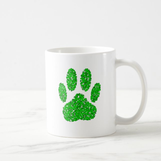 Taza De Café Impresión de hojas de perro de follaje verde (Derecha)