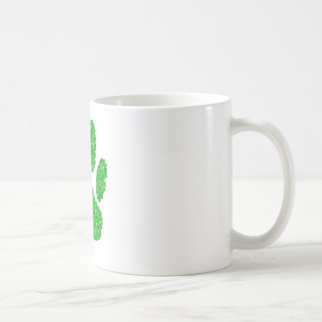 Taza De Café Impresión de hojas de perro de follaje verde (Derecha)