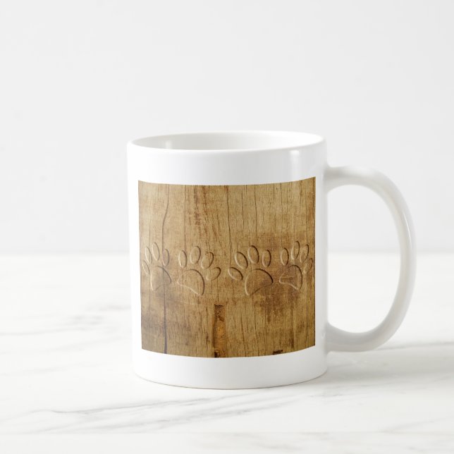 Taza De Café Impresión de hojas de perro de madera tallada (Derecha)