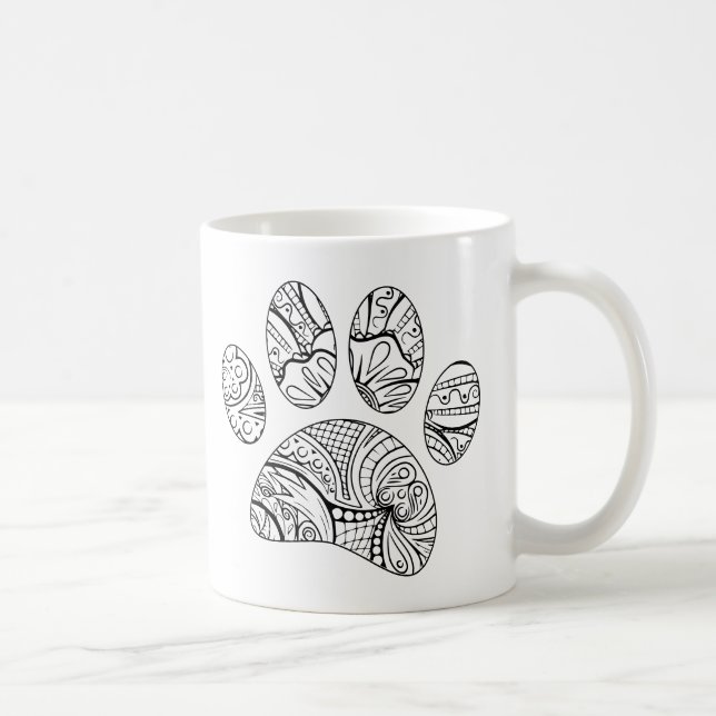 Taza De Café Impresión de hojas de perro del patrón Mandala (Derecha)