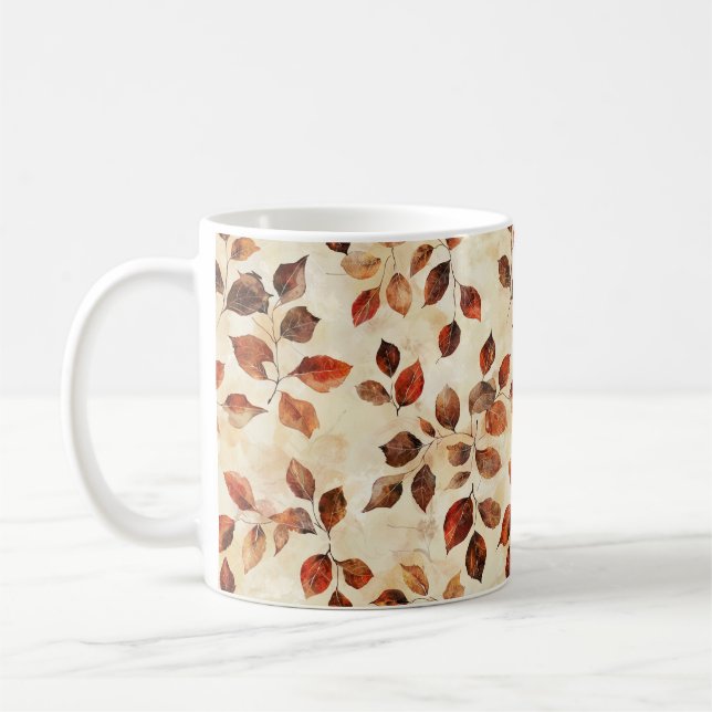 Taza De Café Impresión de hojas estéticas de otoño acogedoras (Izquierda)