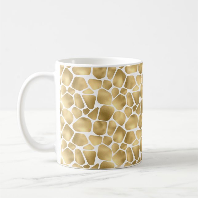 Taza De Café Impresión de jirafas blancas y doradas (Izquierda)