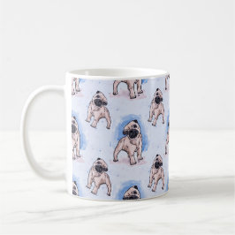 Taza De Café Impresión de la acuarela, perro del barro amasado,