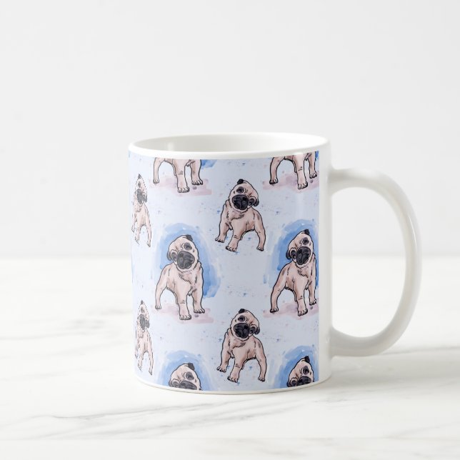 Taza De Café Impresión de la acuarela, perro del barro amasado, (Derecha)
