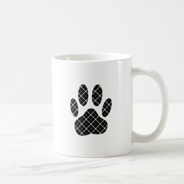 Taza De Café Impresión De La Pasta De Perro De Tartán En Blanco (Derecha)
