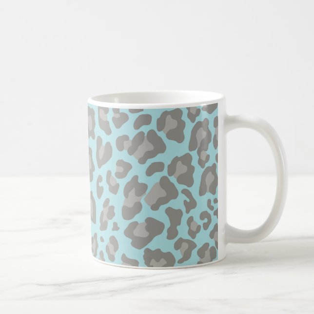 Taza De Café Impresión de leopardo azul y gris (Derecha)