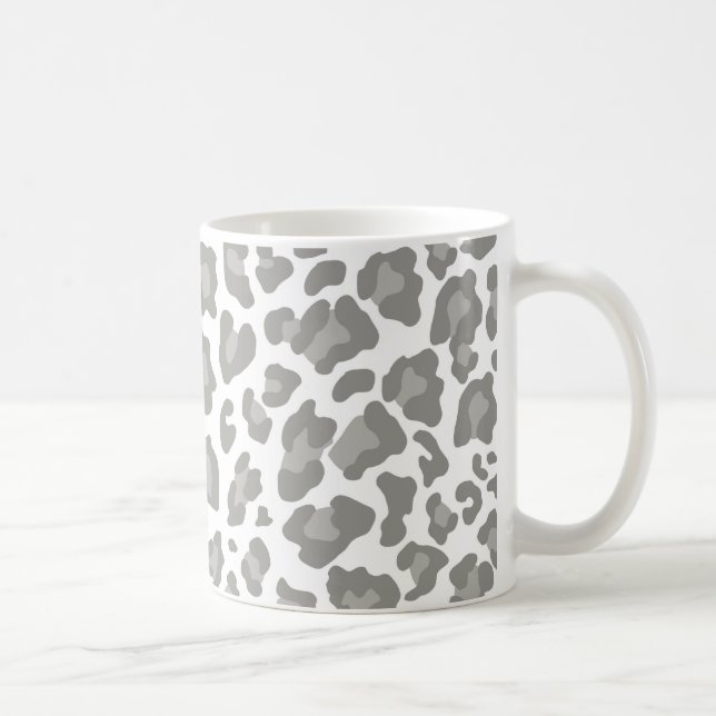 Taza De Café Impresión de leopardo blanco y gris (Derecha)