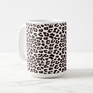 Taza De Café Impresión de leopardo blanco y marrón negro