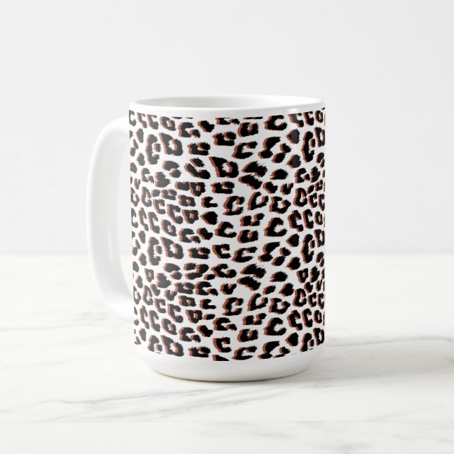Taza De Café Impresión de leopardo blanco y marrón negro (Anverso izquierdo)