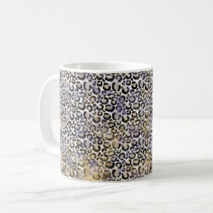 Taza De Café Impresión de leopardo de oro morado