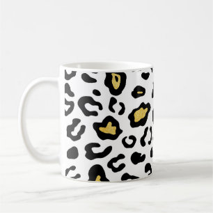 Taza De Café Impresión de leopardo dorado, patrón sin fisuras.