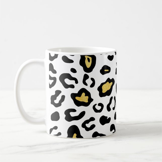 Taza De Café Impresión de leopardo dorado, patrón sin fisuras. (Izquierda)