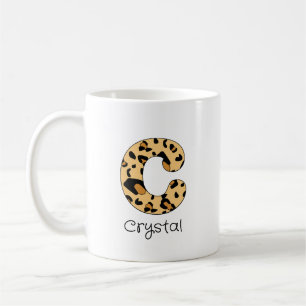 Taza De Café Impresión de leopardo inicial minúscula c y nombre