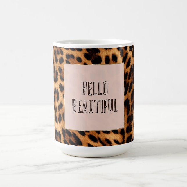 Taza De Café Impresión de leopardo marrón de moda (Centro)