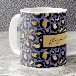 Taza De Café Impresión de leopardo negro morado