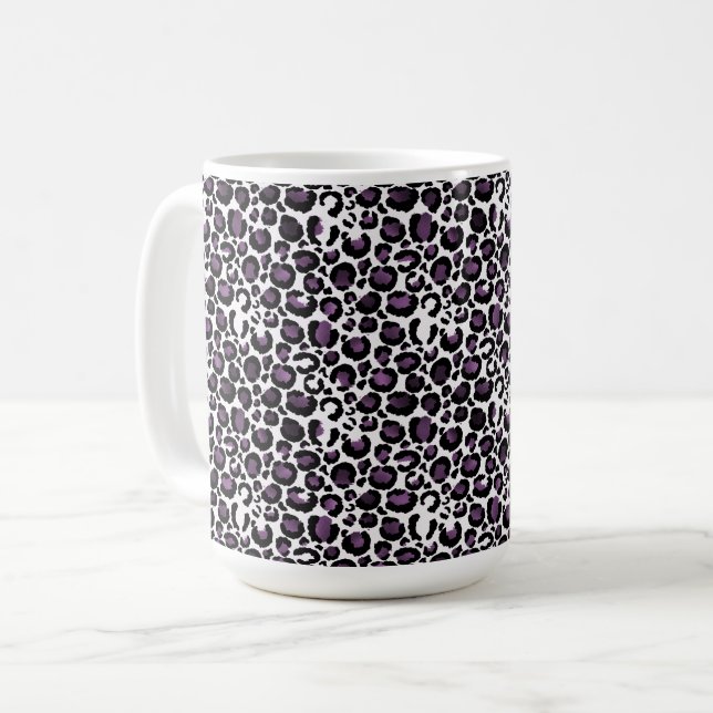 Taza De Café Impresión de leopardo púrpura negro (Anverso izquierdo)