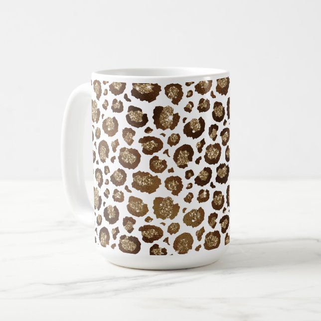 Taza De Café Impresión de leopardo Purpurina dorado (Anverso izquierdo)
