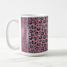 Taza De Café Impresión de leopardo Purpurinoso en rosa brillant