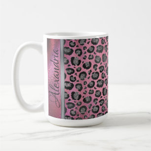 Taza De Café Impresión de leopardo Purpurinoso en rosa brillant